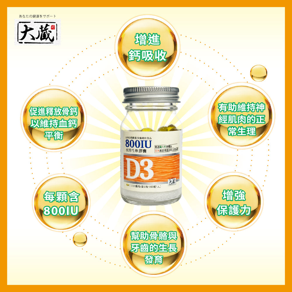 (即期良品) Okura日本大蔵 有橄維生素D3 (60粒/瓶)｜效期至2027.02.18
